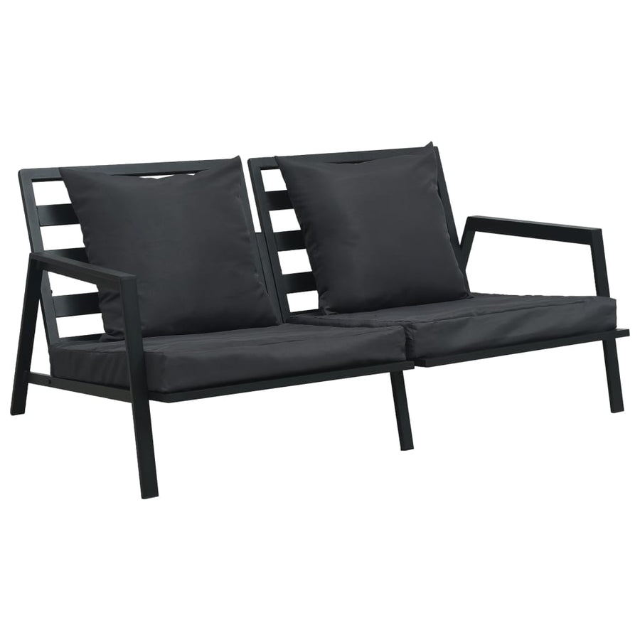 4-Delige Loungeset Met Kussens Aluminium Donkergrijs