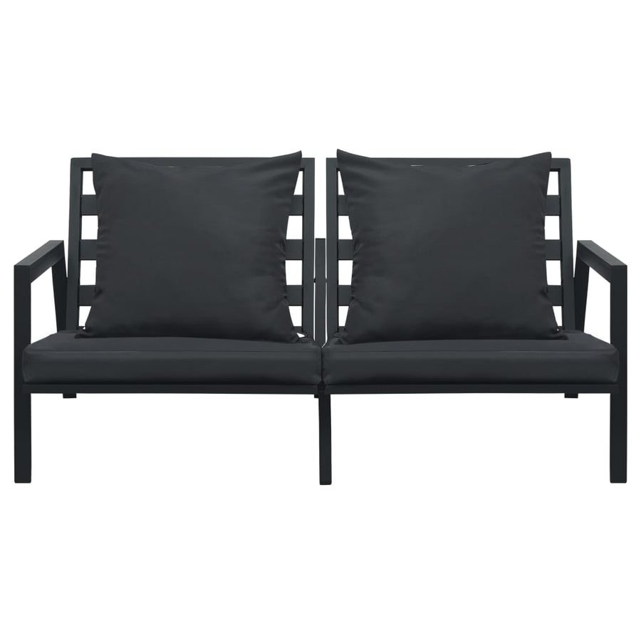 4-Delige Loungeset Met Kussens Aluminium Donkergrijs