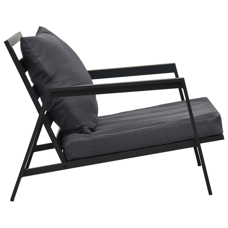 4-Delige Loungeset Met Kussens Aluminium Donkergrijs