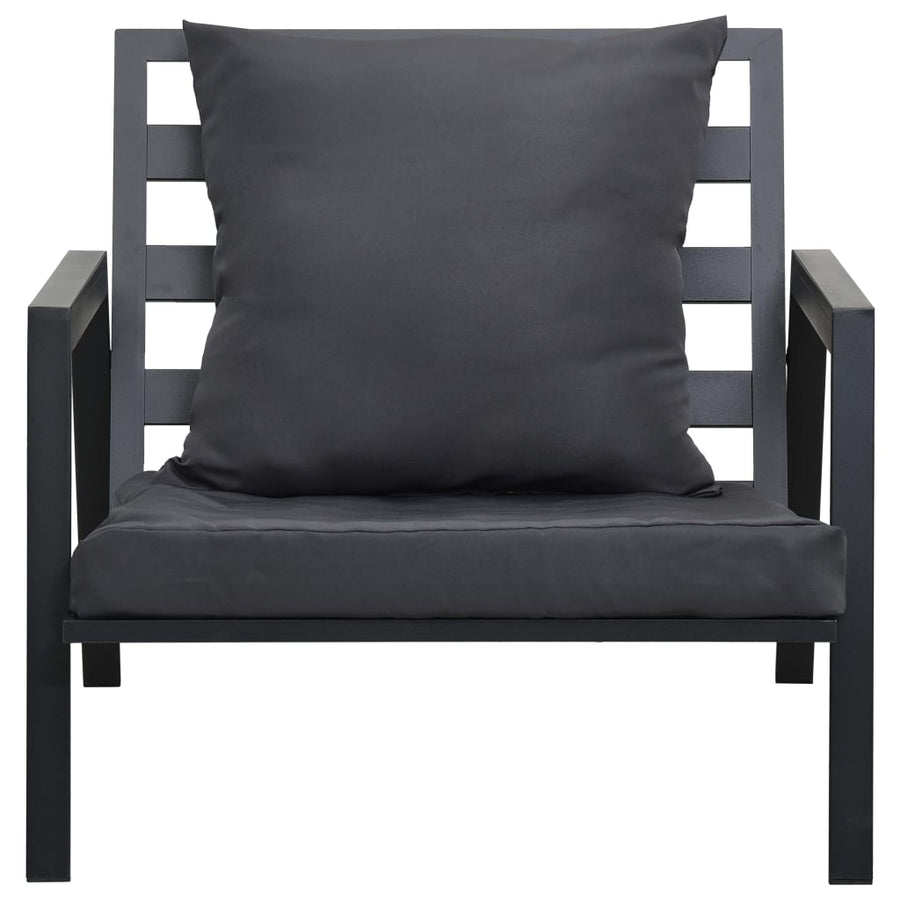 4-Delige Loungeset Met Kussens Aluminium Donkergrijs