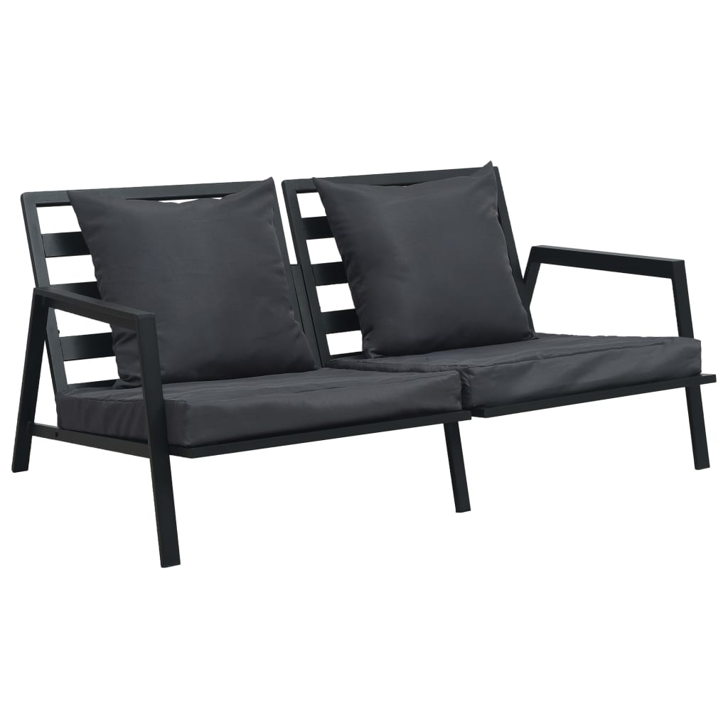 5-Delige Loungeset Met Kussens Aluminium Donkergrijs