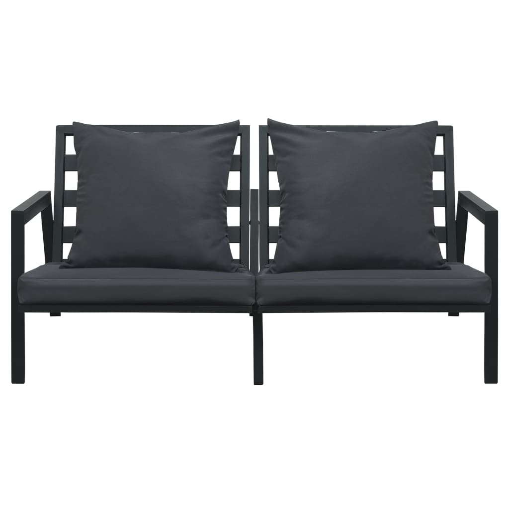 5-Delige Loungeset Met Kussens Aluminium Donkergrijs