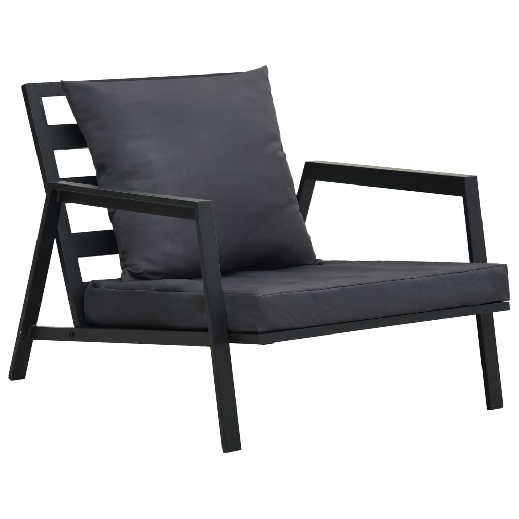 5-Delige Loungeset Met Kussens Aluminium Donkergrijs