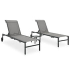 Ligbedden set 2 stuks met tafel textileen staal grijs