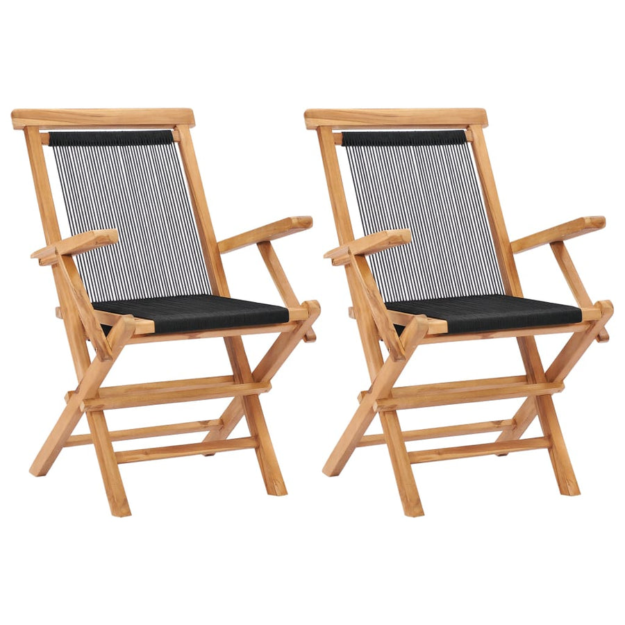 Tuinstoelen Inklapbaar Massief Teakhout En Touw Met armleuning