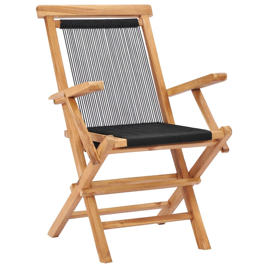 Tuinstoelen Inklapbaar Massief Teakhout En Touw Met armleuning