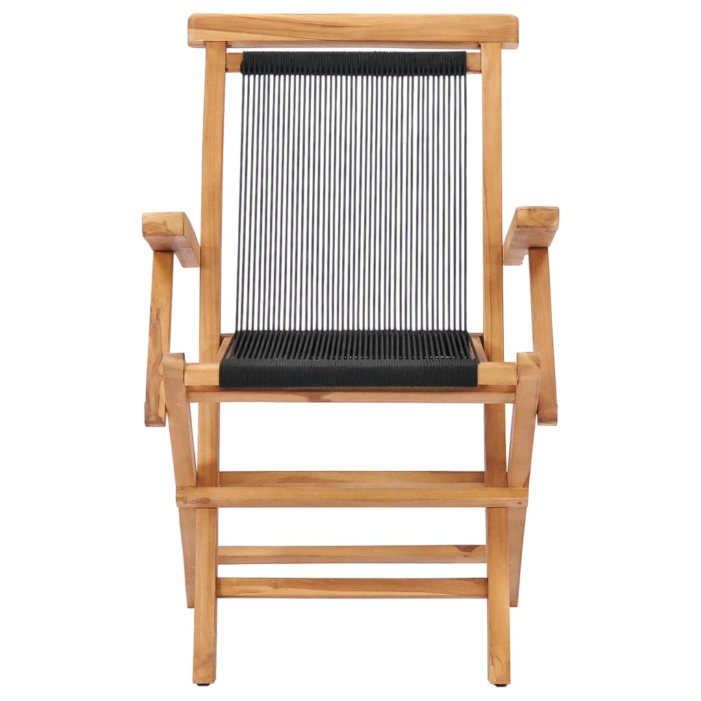 Tuinstoelen Inklapbaar Massief Teakhout En Touw Met armleuning