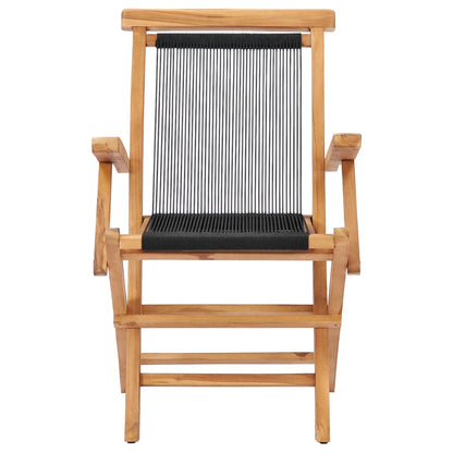 Tuinstoelen Inklapbaar Massief Teakhout En Touw Met armleuning
