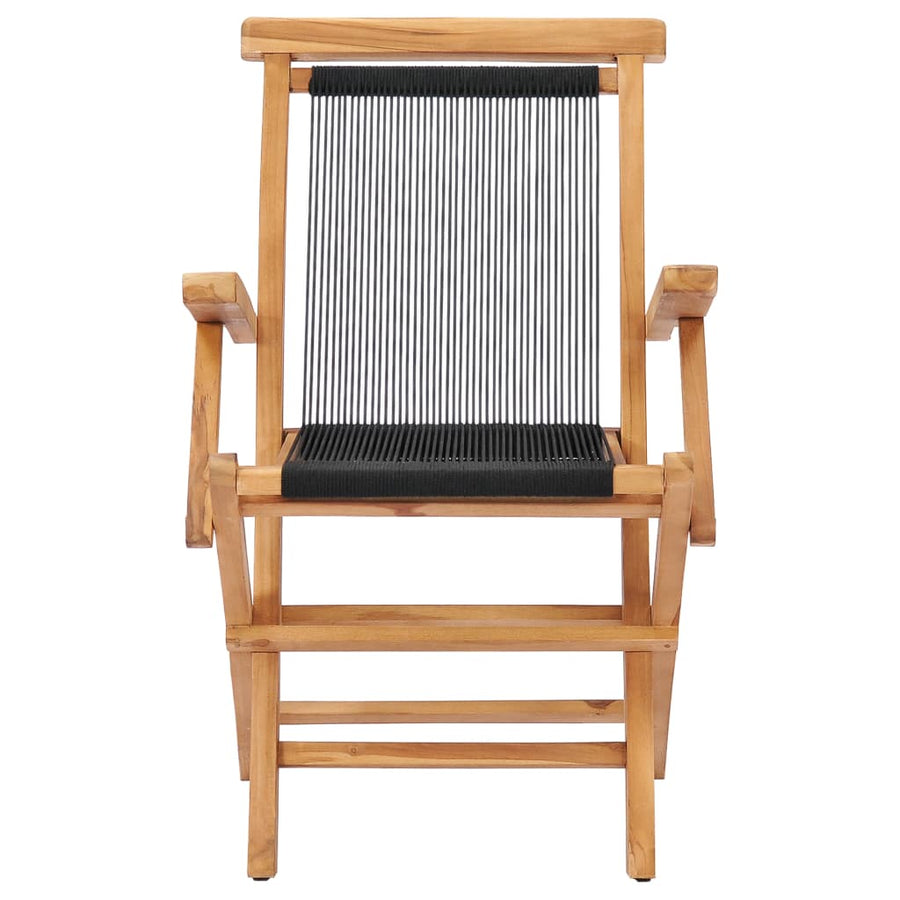 Tuinstoelen Inklapbaar Massief Teakhout En Touw Met armleuning