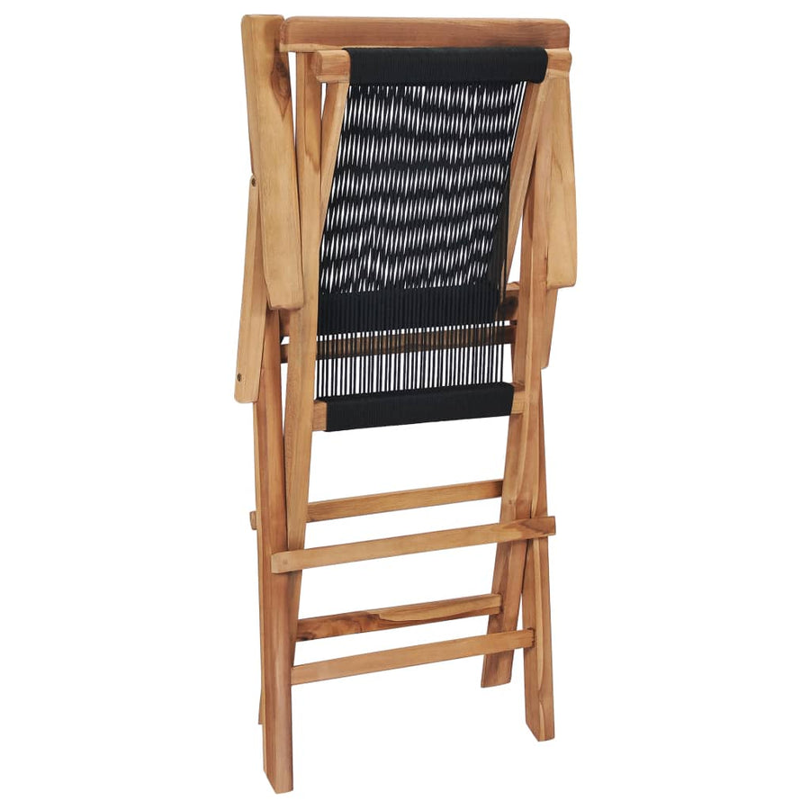 Tuinstoelen Inklapbaar Massief Teakhout En Touw Met armleuning