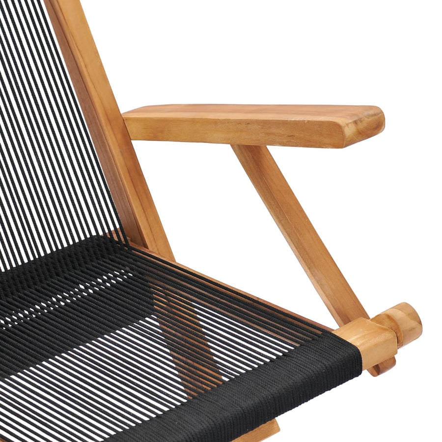 Tuinstoelen Inklapbaar Massief Teakhout En Touw Met armleuning
