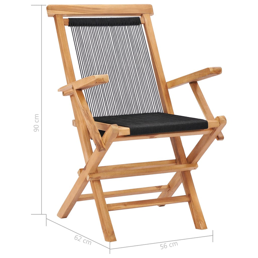 Tuinstoelen Inklapbaar Massief Teakhout En Touw Met armleuning