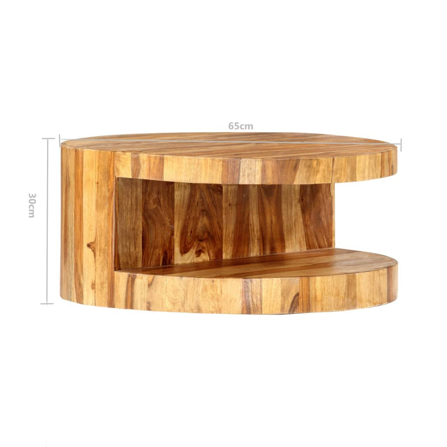 Salontafel rond 65x30 cm massief acaciahout