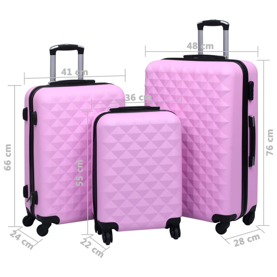 3-Delige Harde Kofferset Abs Roze