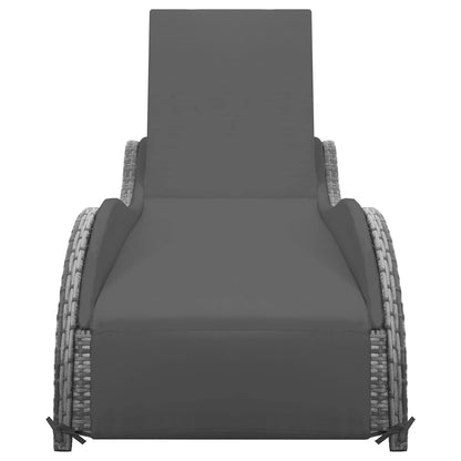 Ligbed Met Kussen Poly Rattan Antraciet