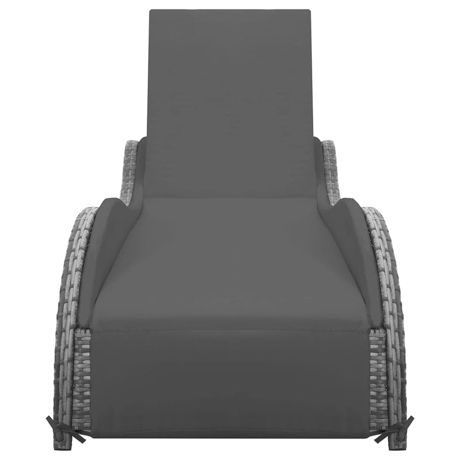 Ligbed Met Kussen Poly Rattan Antraciet