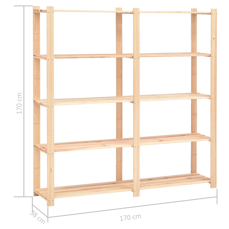 Opbergrekken 5-Laags St 70X38X70 Cm Grenenhout 500 Kg 2