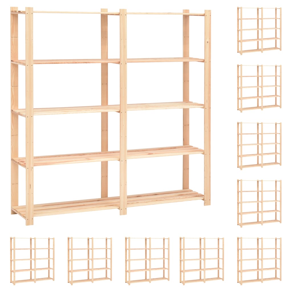 Opbergrek 5-Laags 170X38X170 Cm Massief Grenenhout 500 Kg