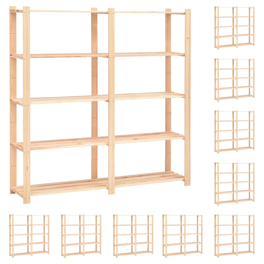 Opbergrek 5-Laags 170X38X170 Cm Massief Grenenhout 500 Kg