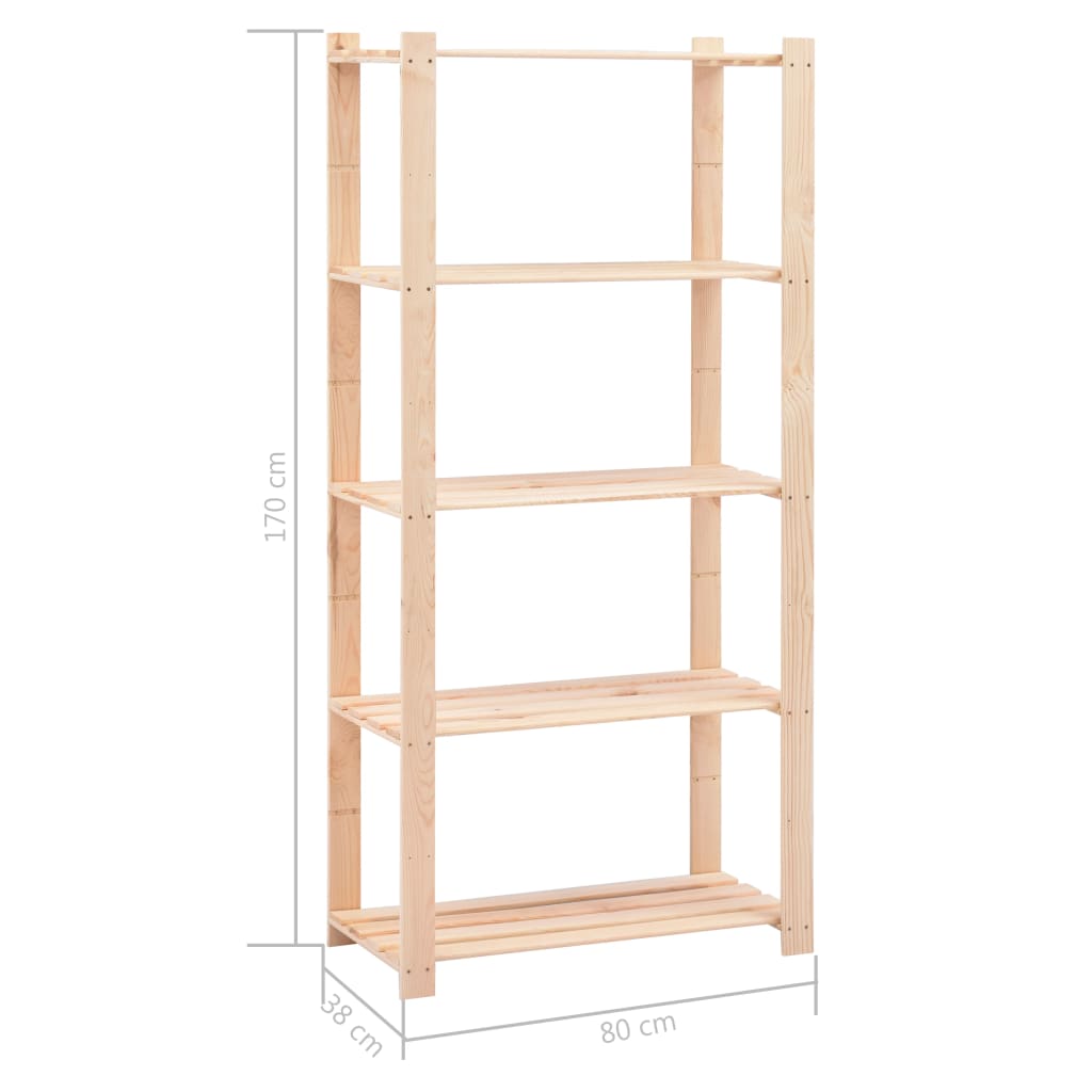 Opbergrekken 5-Laags St 80X38X70 Cm Grenenhout 50 Kg 2