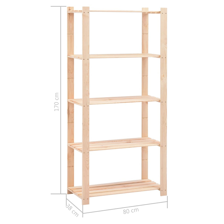 Opbergrekken 5-Laags St 80X38X70 Cm Grenenhout 50 Kg 2