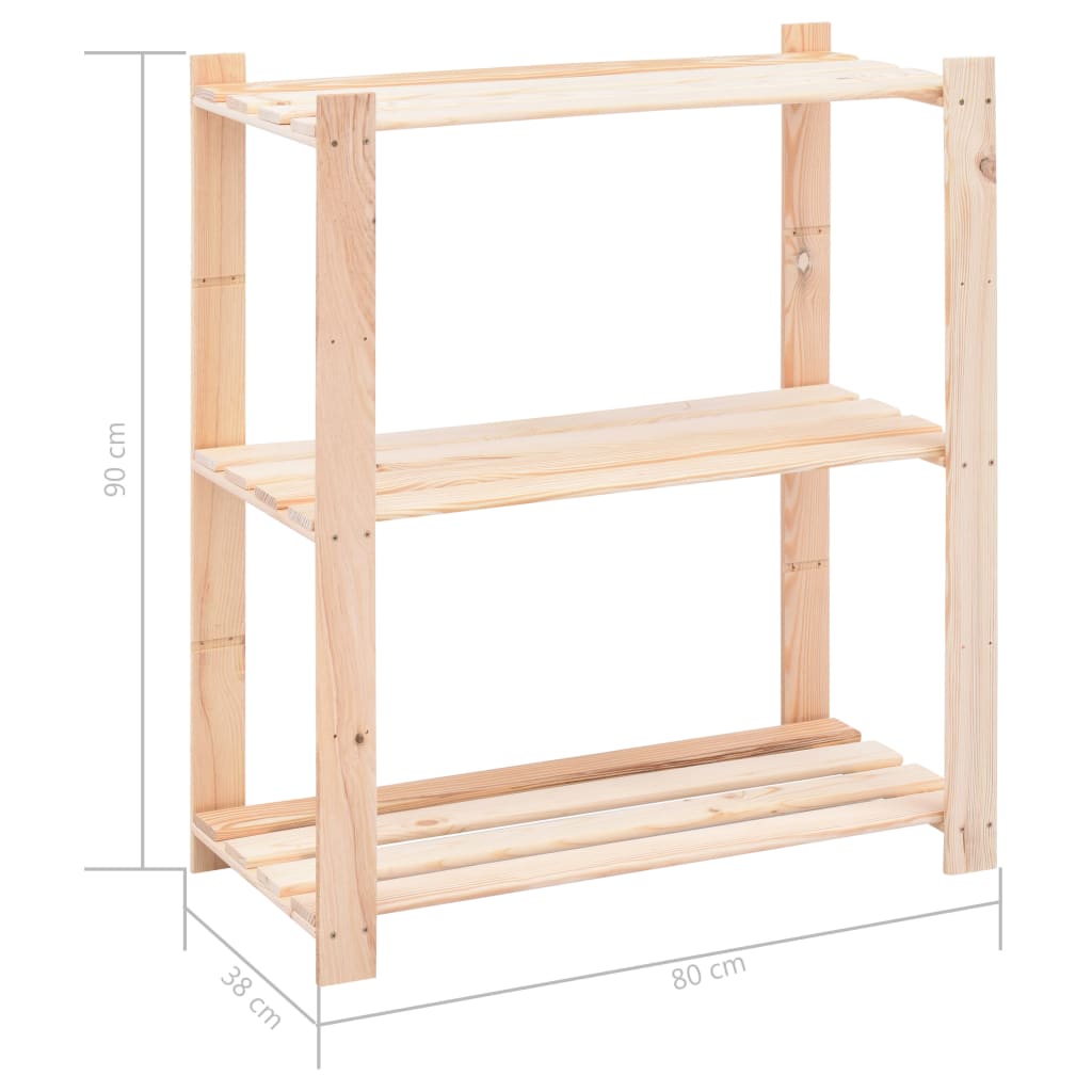 Opbergrekken 3-Laags 0 St 80X38X90 Cm Grenenhout 50 Kg 10