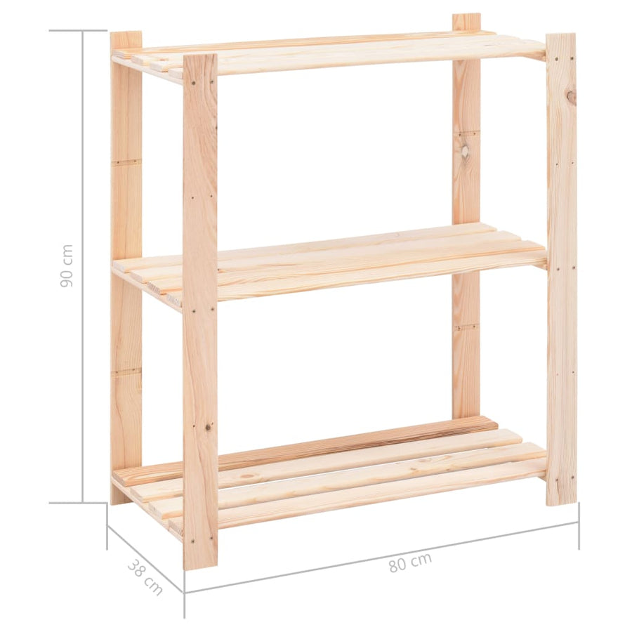 Opbergrekken 3-Laags 0 St 80X38X90 Cm Grenenhout 50 Kg 10