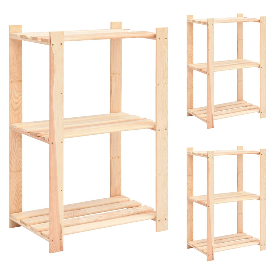 Opbergrek 3-Laags 60X38X90 Cm Massief Grenenhout 150 Kg