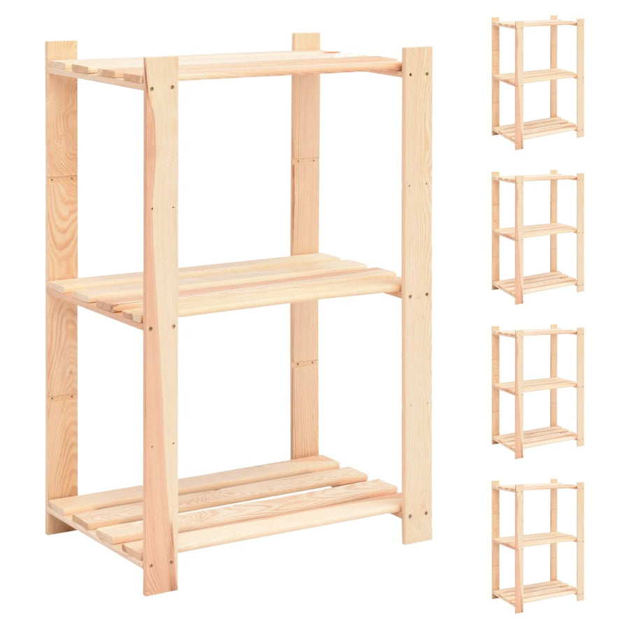 Opbergrekken 3-Laags St 60X38X90 Cm Massief Grenenhout 0 Kg 5