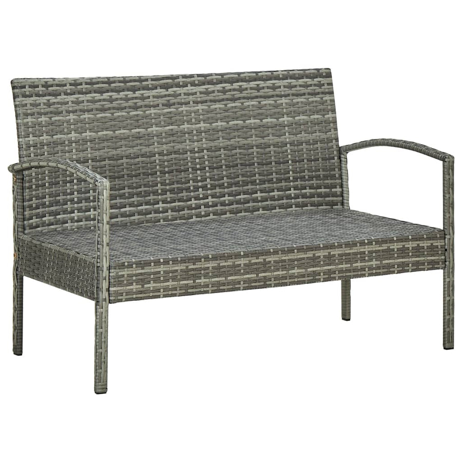 -Delige Loungeset Met Kussens Poly Rattan Grijs