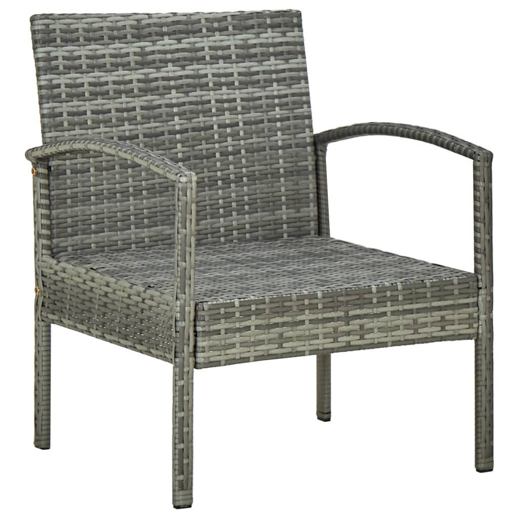 -Delige Loungeset Met Kussens Poly Rattan Grijs