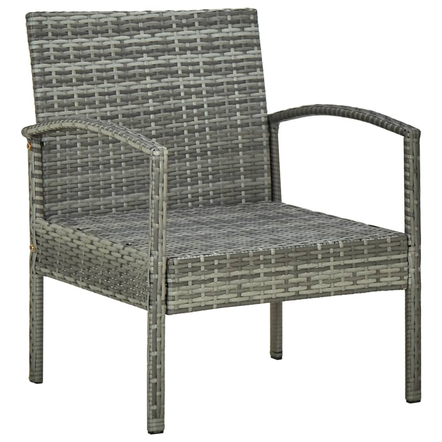 -Delige Loungeset Met Kussens Poly Rattan Grijs
