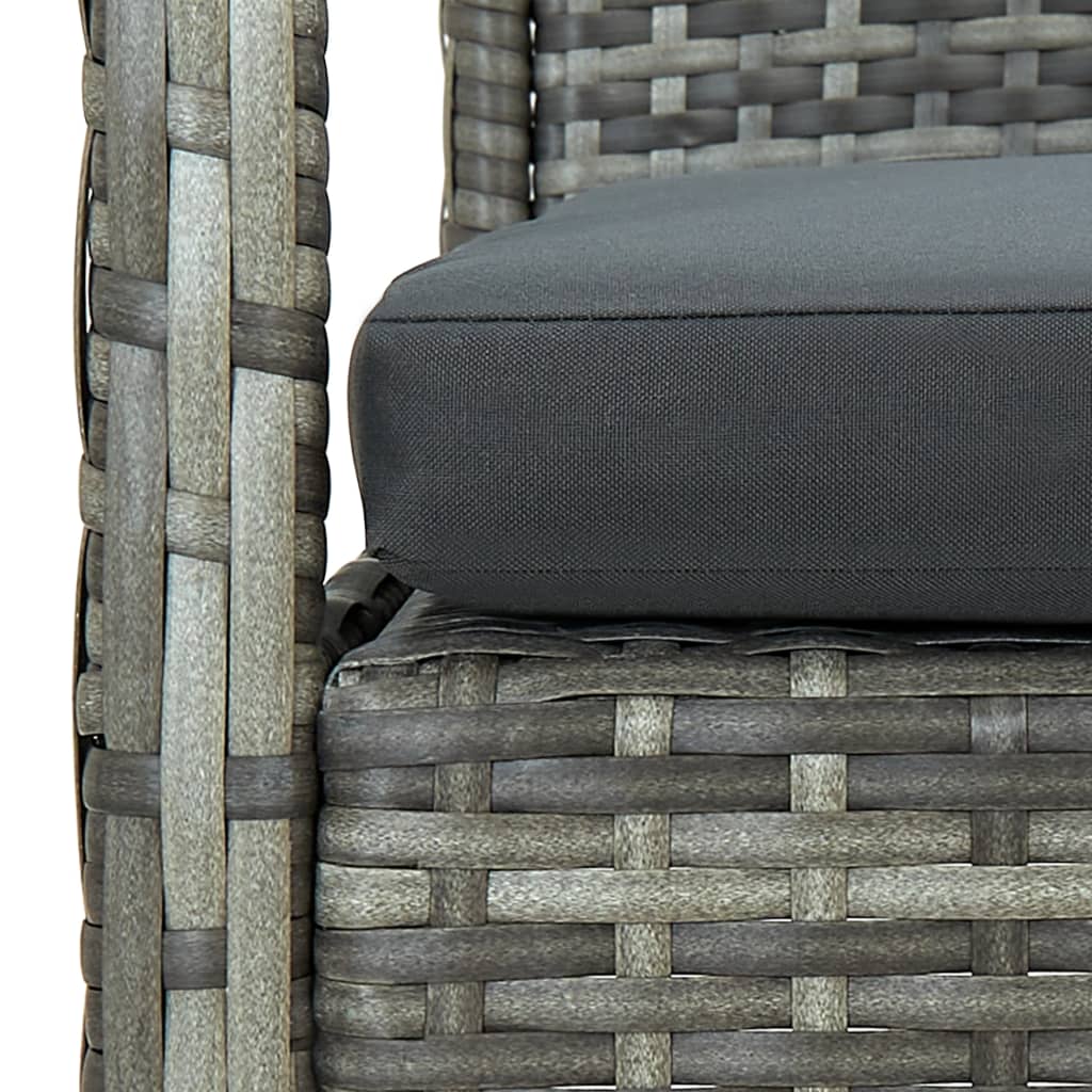 -Delige Loungeset Met Kussens Poly Rattan Grijs