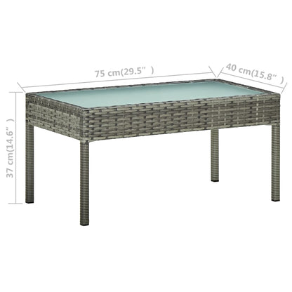 -Delige Loungeset Met Kussens Poly Rattan Grijs