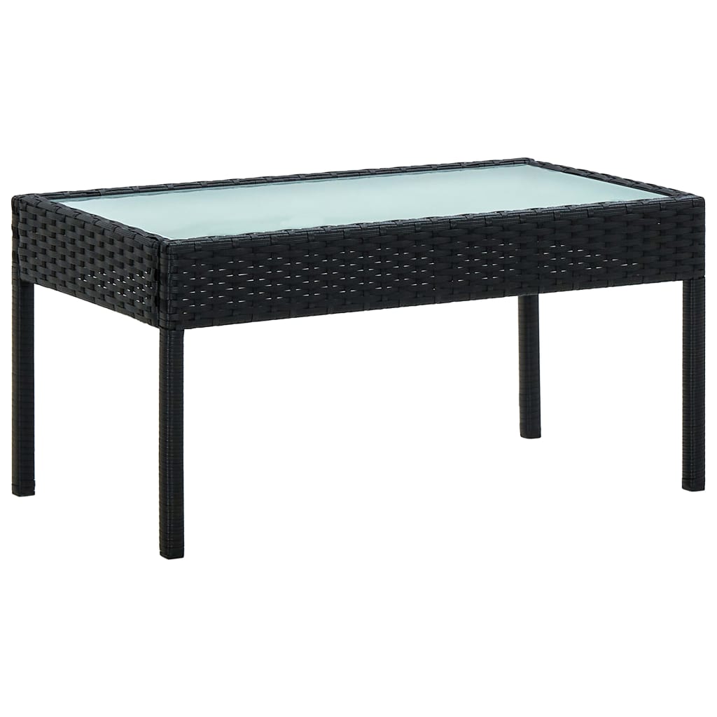 4-delige Loungeset met kussens poly rattan zwart
