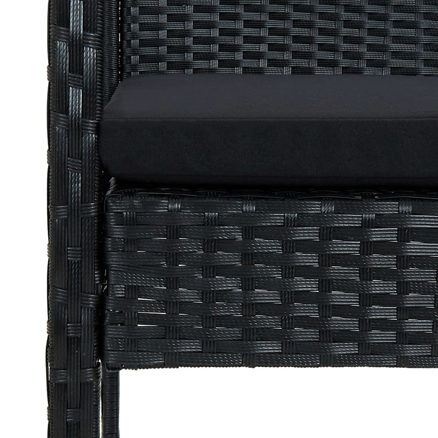 4-delige Loungeset met kussens poly rattan zwart