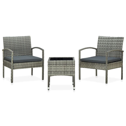 Bistroset Met Kussens Poly Rattan Grijs