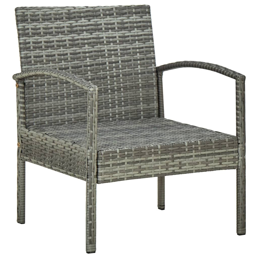5-delige Loungeset met kussens poly rattan grijs