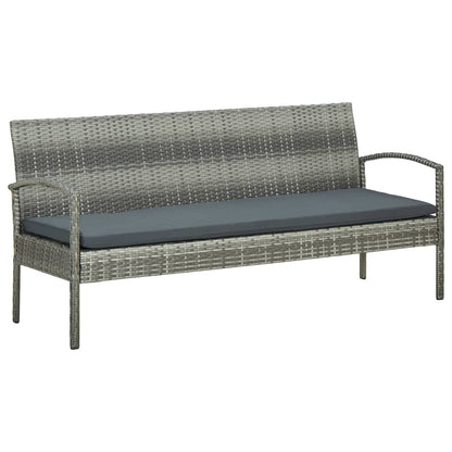 5-delige Loungeset met kussens poly rattan grijs