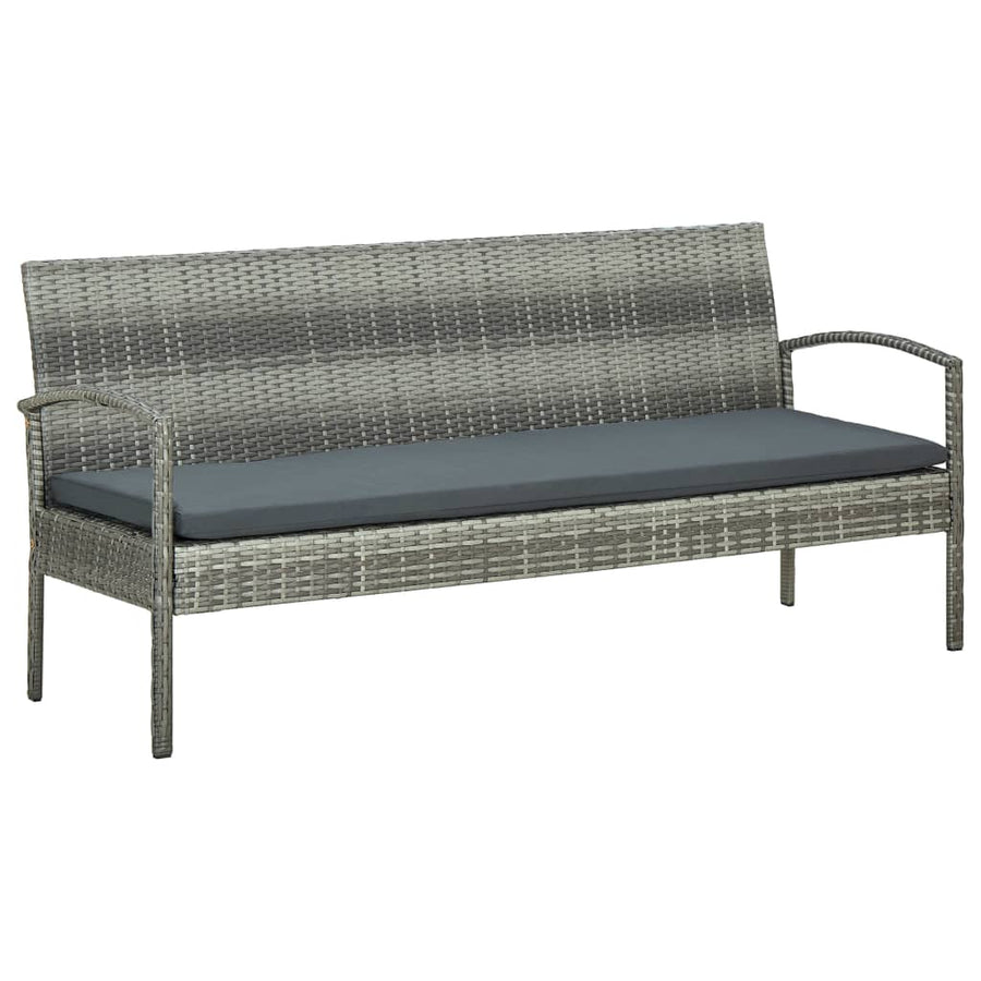 5-delige Loungeset met kussens poly rattan grijs