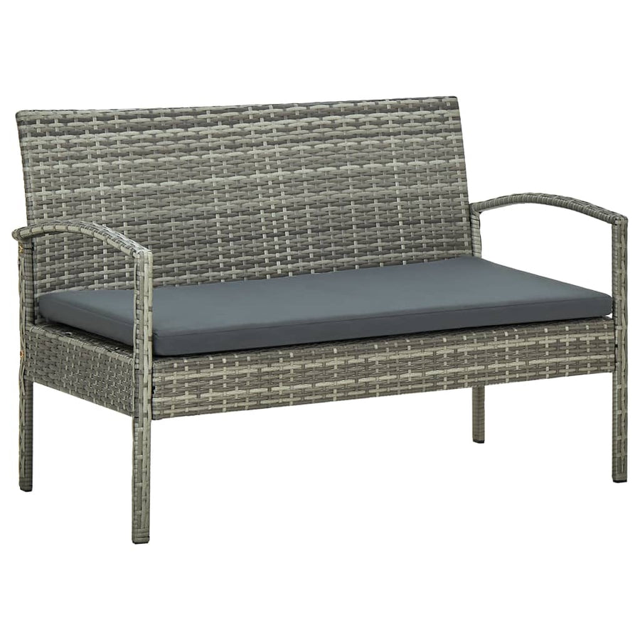 5-delige Loungeset met kussens poly rattan grijs