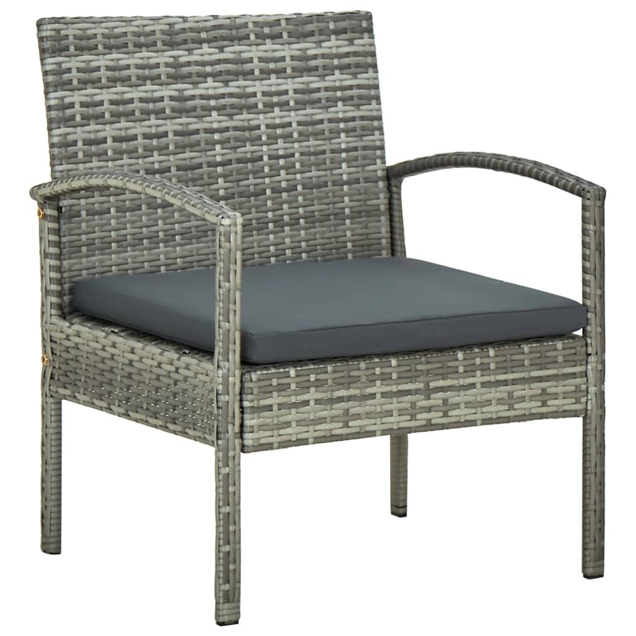 5-delige Loungeset met kussens poly rattan grijs