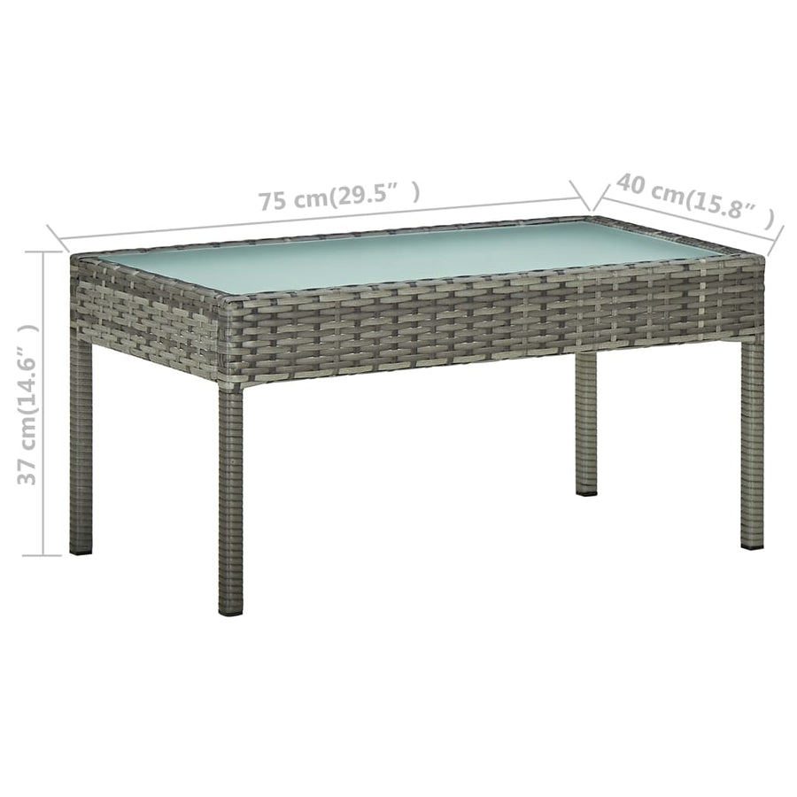 5-delige Loungeset met kussens poly rattan grijs