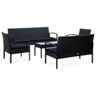 -Delige Loungeset Met Kussens Poly Rattan Zwart