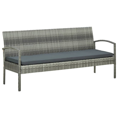 Tuinbank 3-Zits Met Kussen Poly Rattan Grijs