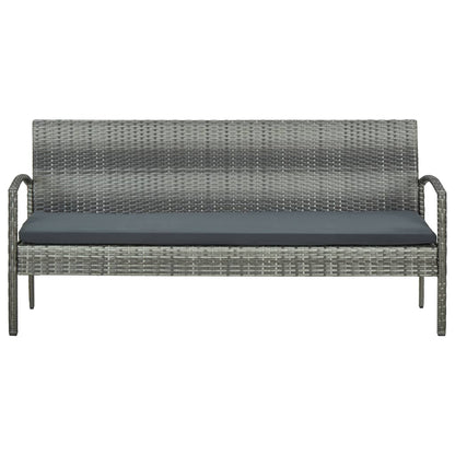 Tuinbank 3-Zits Met Kussen Poly Rattan Grijs