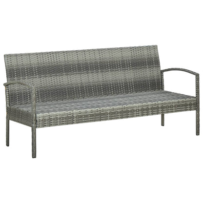 Tuinbank 3-Zits Met Kussen Poly Rattan Grijs