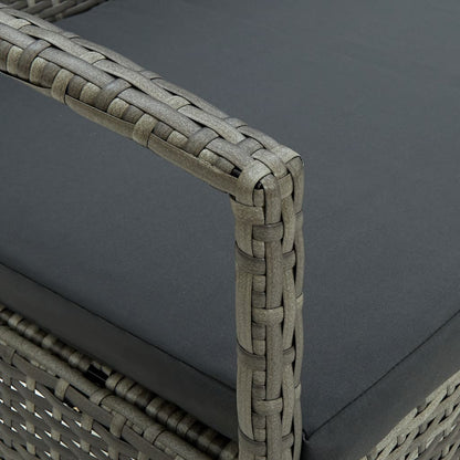 Tuinbank 3-Zits Met Kussen Poly Rattan Grijs