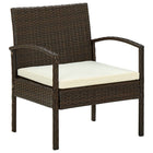 Tuinstoel poly rattan bruin met kussen