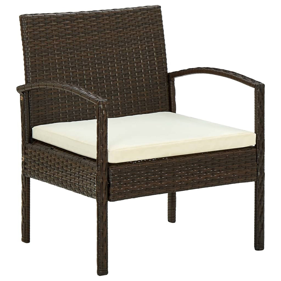 Tuinstoel Met Kussen Poly Rattan Bruin